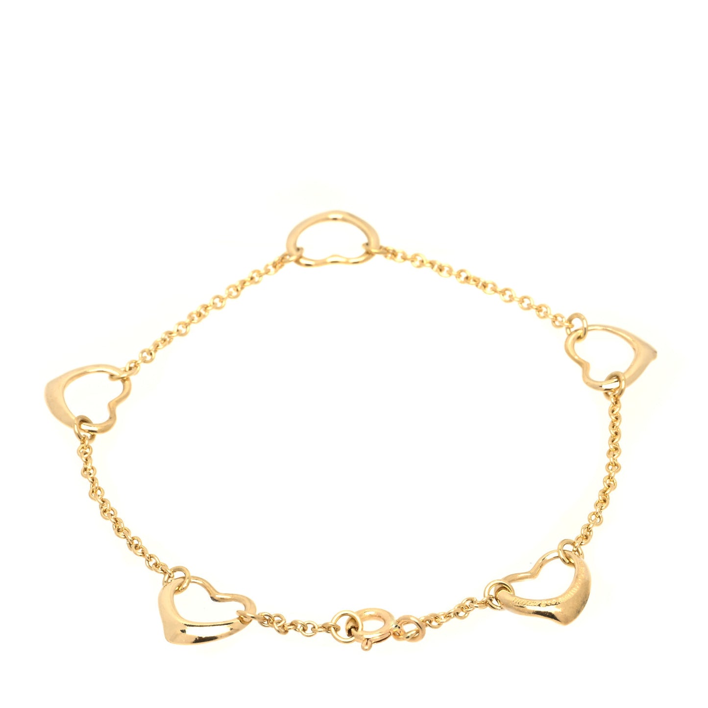 18K Yellow Gold Elsa Peretti 5 Open Heart Bracelet