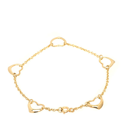 Tiffany 18K Yellow Gold Elsa Peretti 5 Open Heart Bracelet 2 of 4