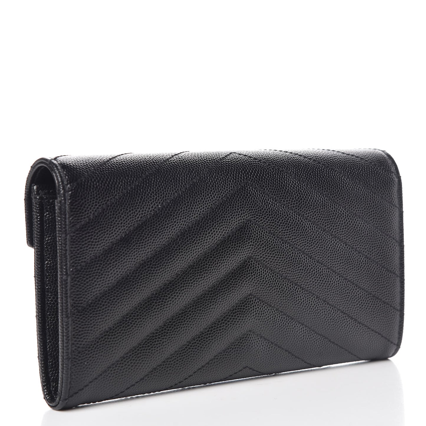 Grain De Poudre Matelasse Chevron Monogram Flap Wallet Black
