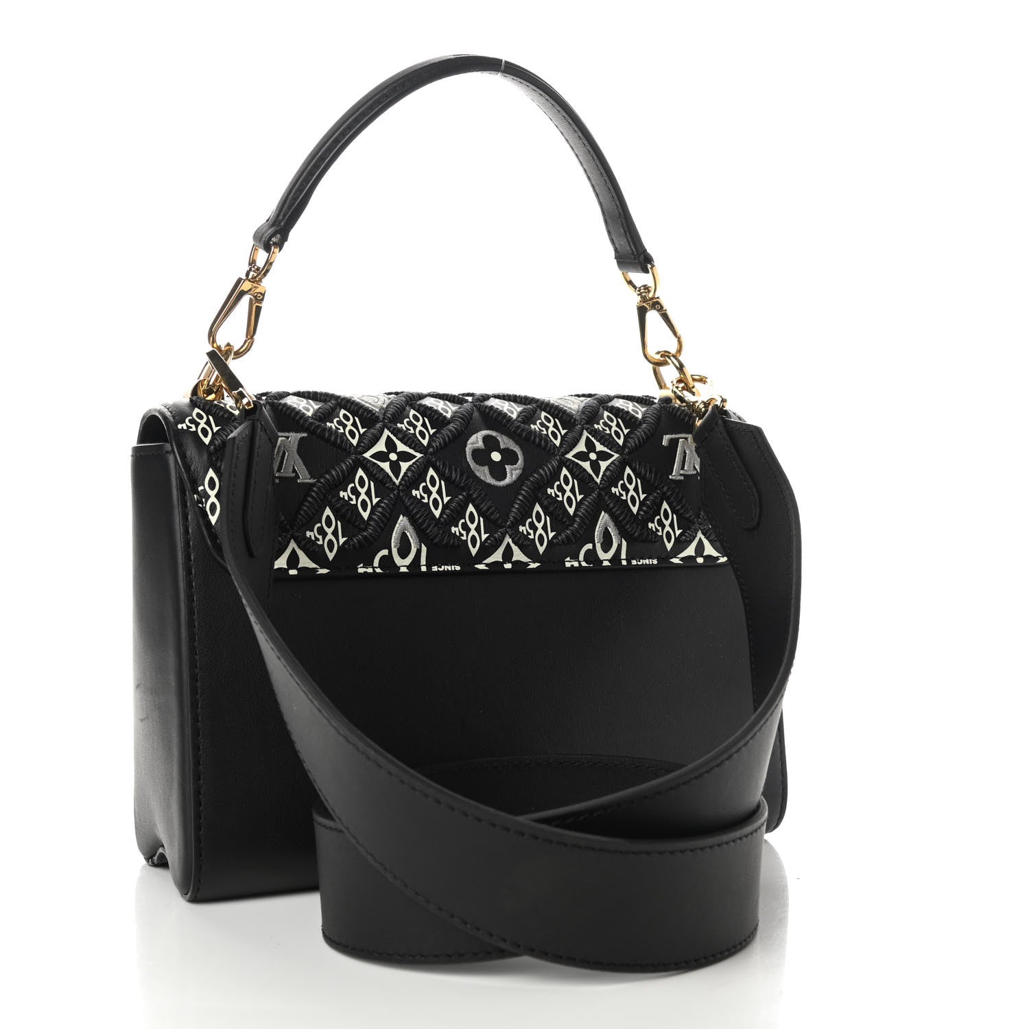 Louis Vuitton Calfskin Since 1854 Embroidered Twist MM Black