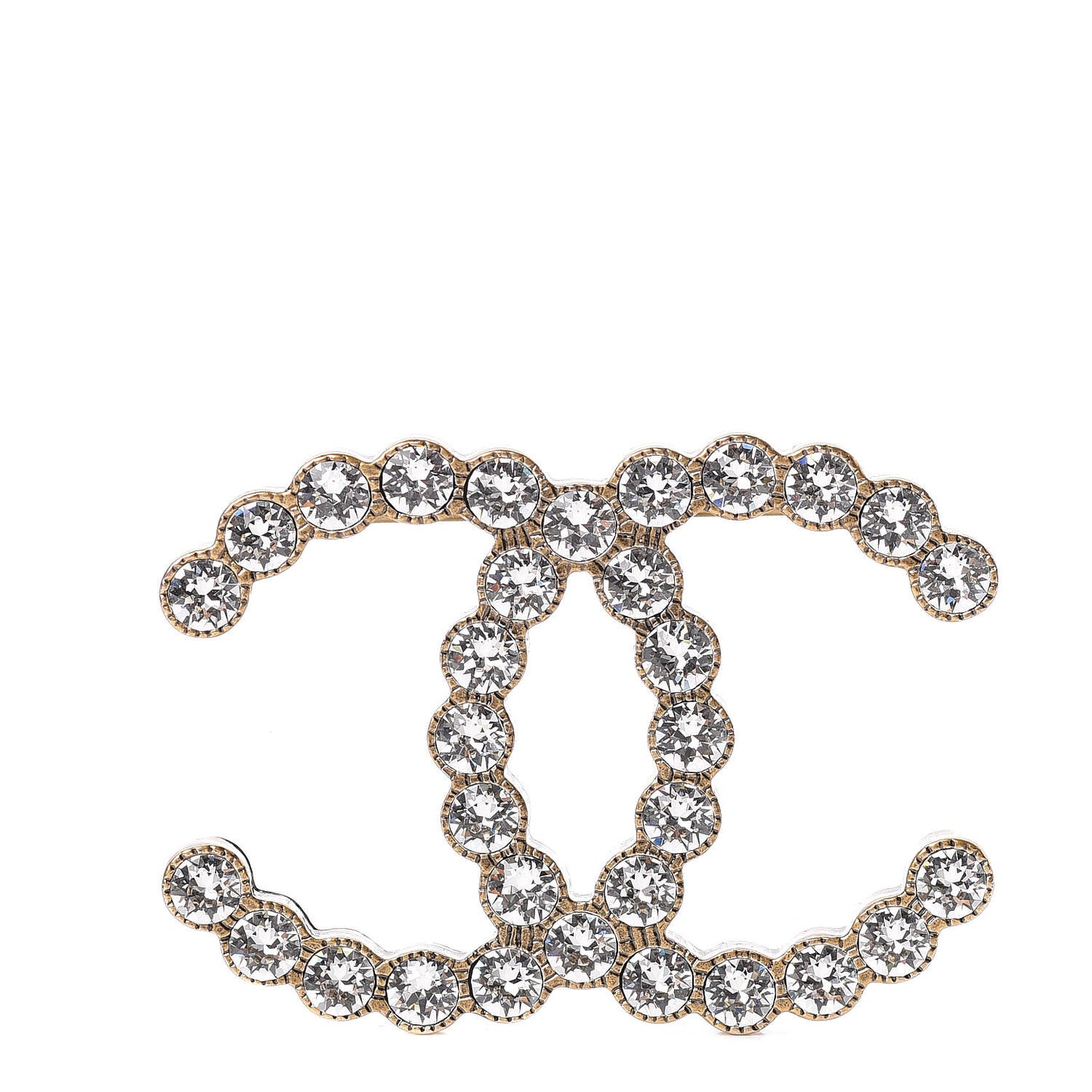 Crystal CC Brooch Gold