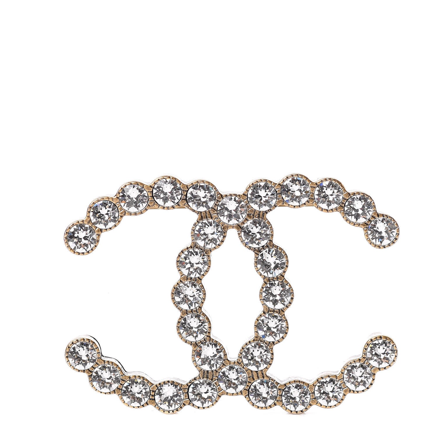 Chanel Crystal CC Brooch Gold 1 of 5