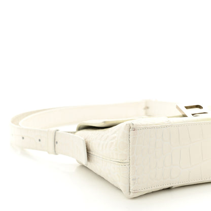 Balenciaga Extra Supple Calfskin Crocodile Embossed XS Downtown Shoulder Bag White 10 of 17