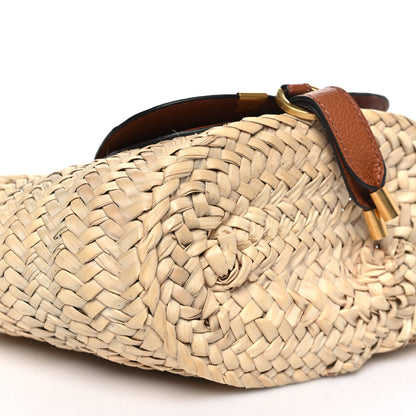 Chloe Raffia Small Grain Calfskin Mini Marcie Basket Tan 8 of 9