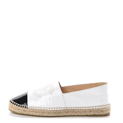 Chanel Patent CC Espadrilles 41 White Black 1 of 7
