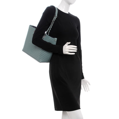 Chanel Perforated Grained Calfskin Large Shopping Tote Green 2 of 15