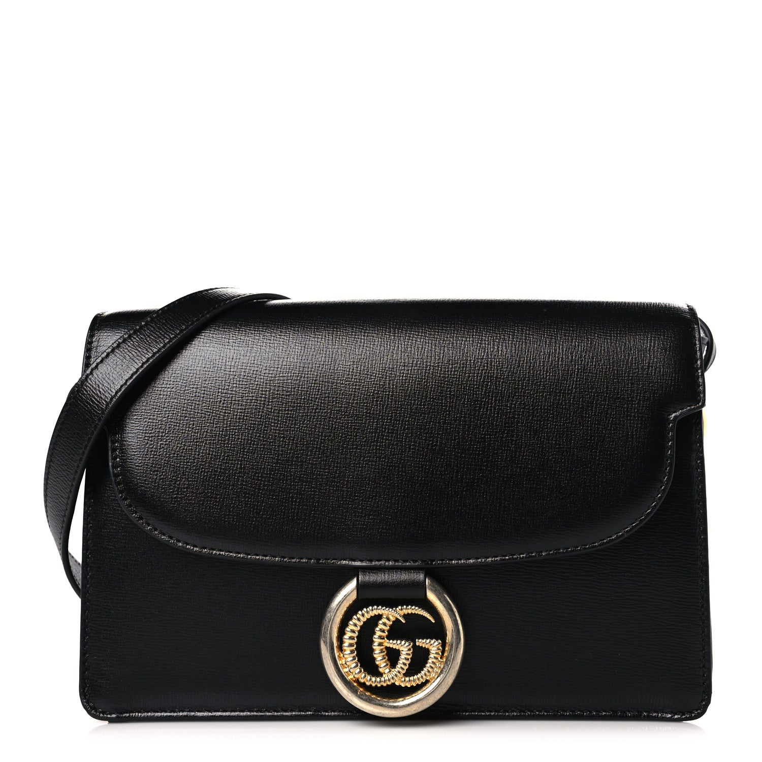 Gucci Textured Calfskin Small Torchon GG Ring Shoulder Bag Black 1 of 10