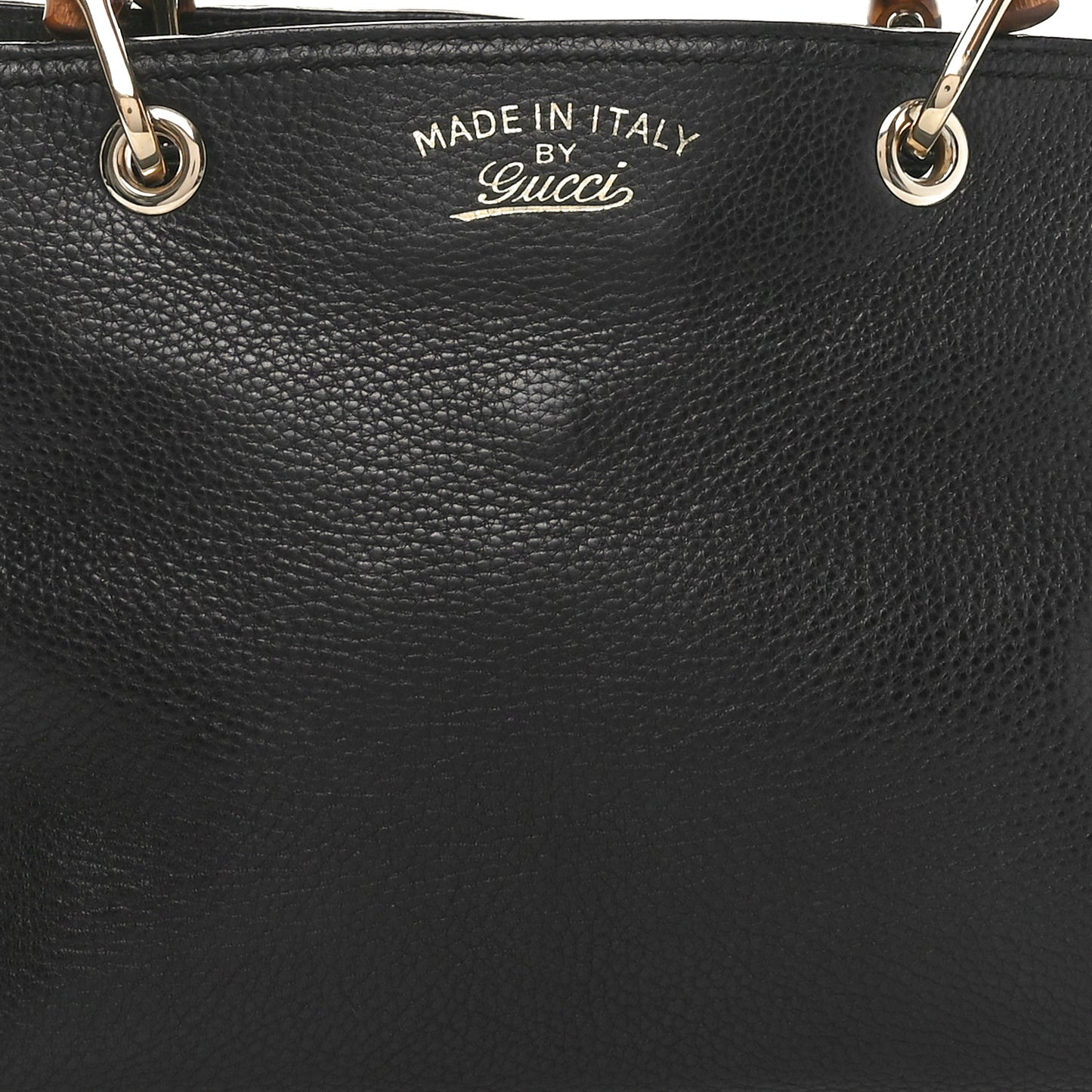 Pebbled Calfskin Medium Bamboo Shopper Tote Black