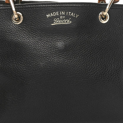 Gucci Pebbled Calfskin Medium Bamboo Shopper Tote Black 8 of 10