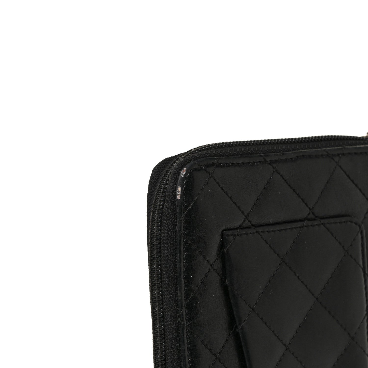 Chanel Calfskin Cambon Zip Around Organizer Wallet Black White 11 of 15