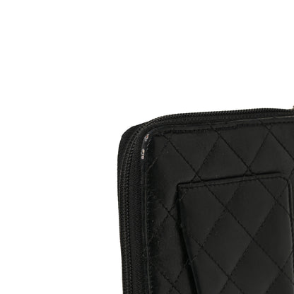 Chanel Calfskin Cambon Zip Around Organizer Wallet Black White 11 of 15