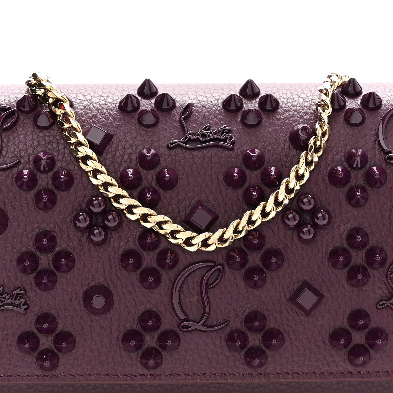 Christian Louboutin Calfskin Spikes Loubinthesky Paloma Clutch Merlot 8 of 10