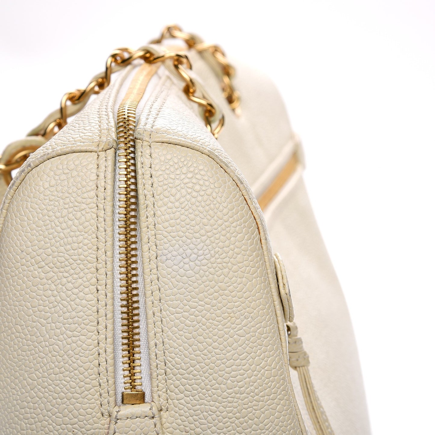 Caviar Large CC Shoulder Bag Ivory