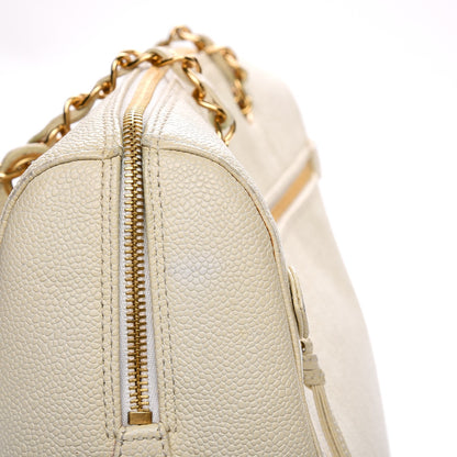 Chanel Caviar Large CC Shoulder Bag Ivory 13 of 21