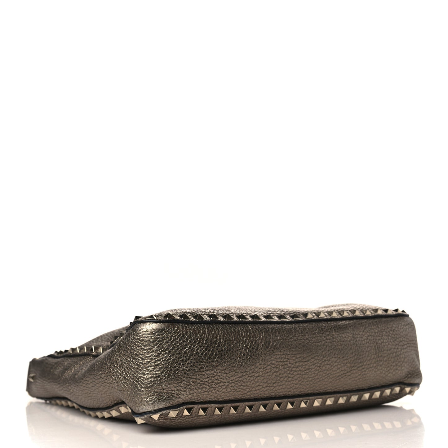 Metallic Pebbled Calfskin Large Rockstud Flip-Lock Messenger Bag Sasso