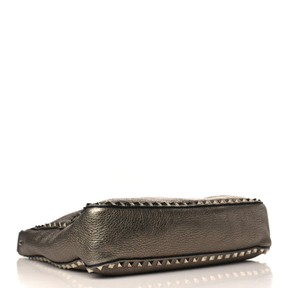 Valentino Garavani Metallic Pebbled Calfskin Large Rockstud Flip-Lock Messenger Bag Sasso 4 of 10