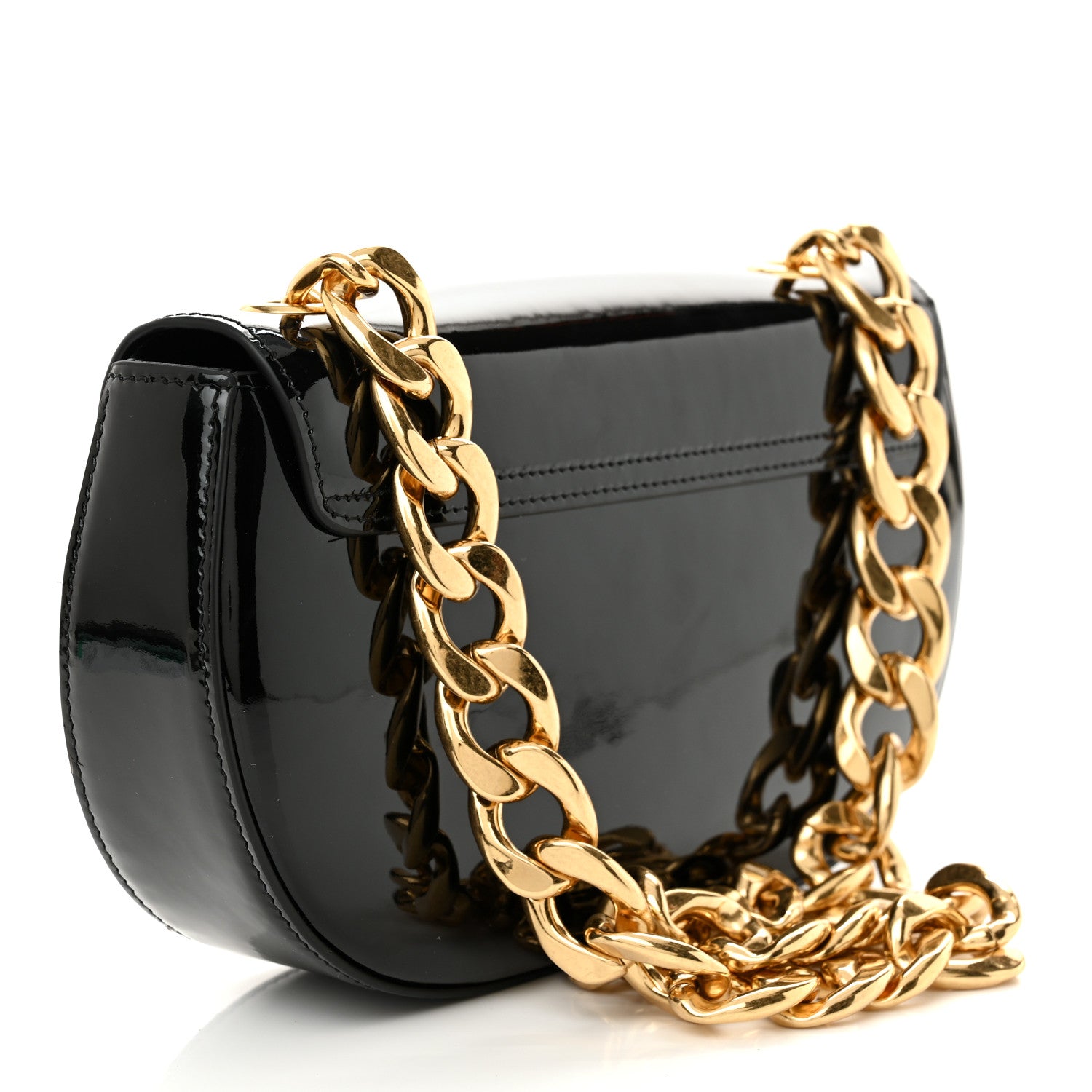 Celine Patent Calfskin Talulah Besace Chain Shoulder Bag Black 3 of 11