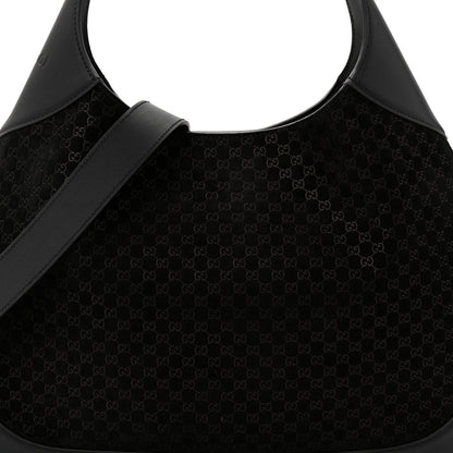 Gucci Suede Micro GG Calfskin B Medium Shoulder Bag  Arabella Black 8 of 10