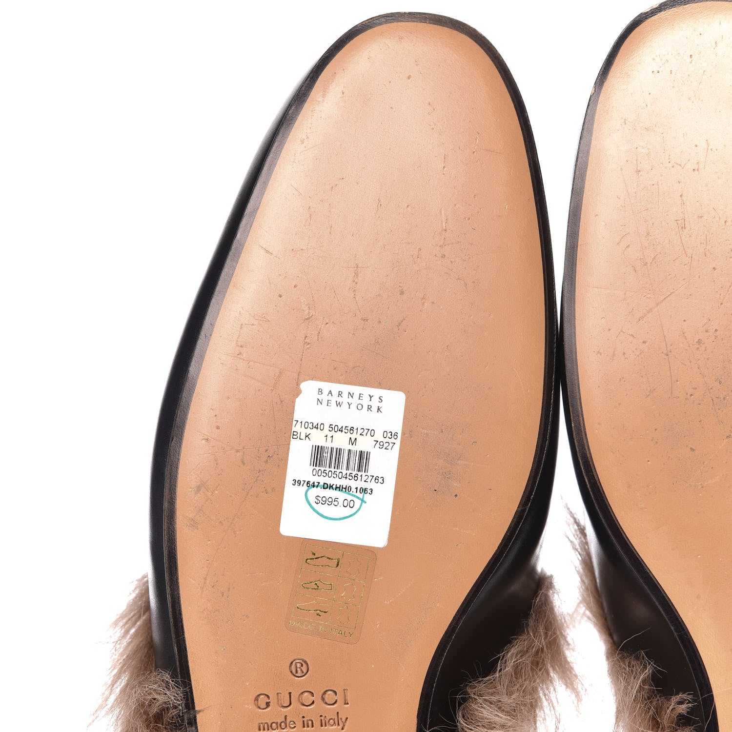 Gucci Calfskin Fur Mens Princetown Slippers 10 Black 12 of 15