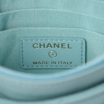 Chanel Caviar Quilted Classic Zip Pouch Light Blue 6 of 8