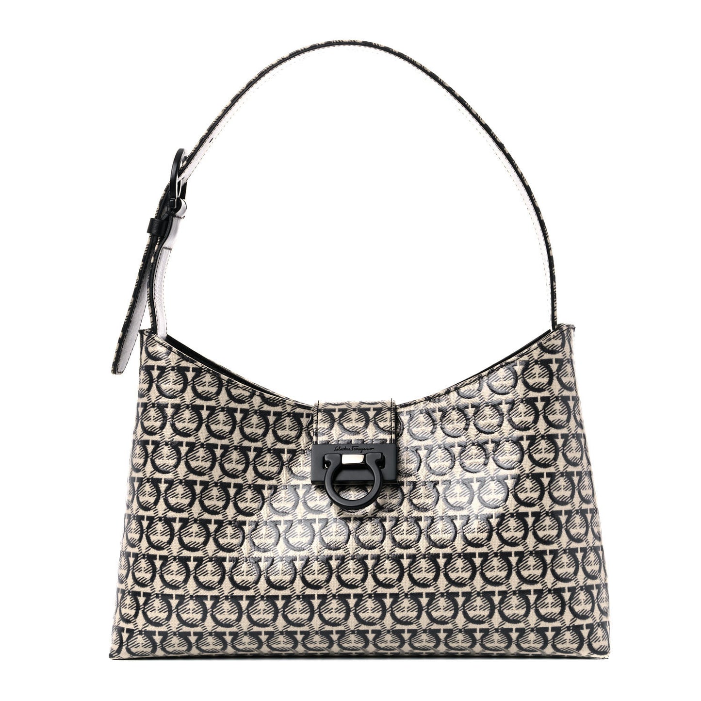 Jacquard Trifolio Shoulder Bag Beige Black