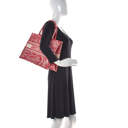 Christian Dior Canvas Embroidered Medium Toile De Jouy Reverse Book Tote Fuchsia 2 of 10
