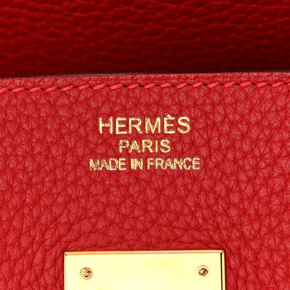 Hermes Taurillon Clemence Birkin 35 Rouge Casaque 6 of 12
