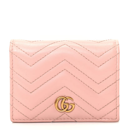 Gucci Calfskin Matelasse GG Marmont Card Case Wallet Perfect Pink 1 of 7
