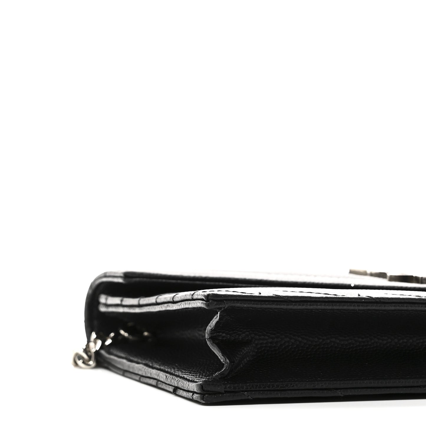 Grain De Poudre Matelasse Chevron Monogram Envelope Chain Wallet Black