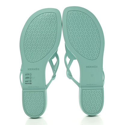 Hermes Rubber Womens Egerie Sandals 37 Vert Embrun 5 of 8