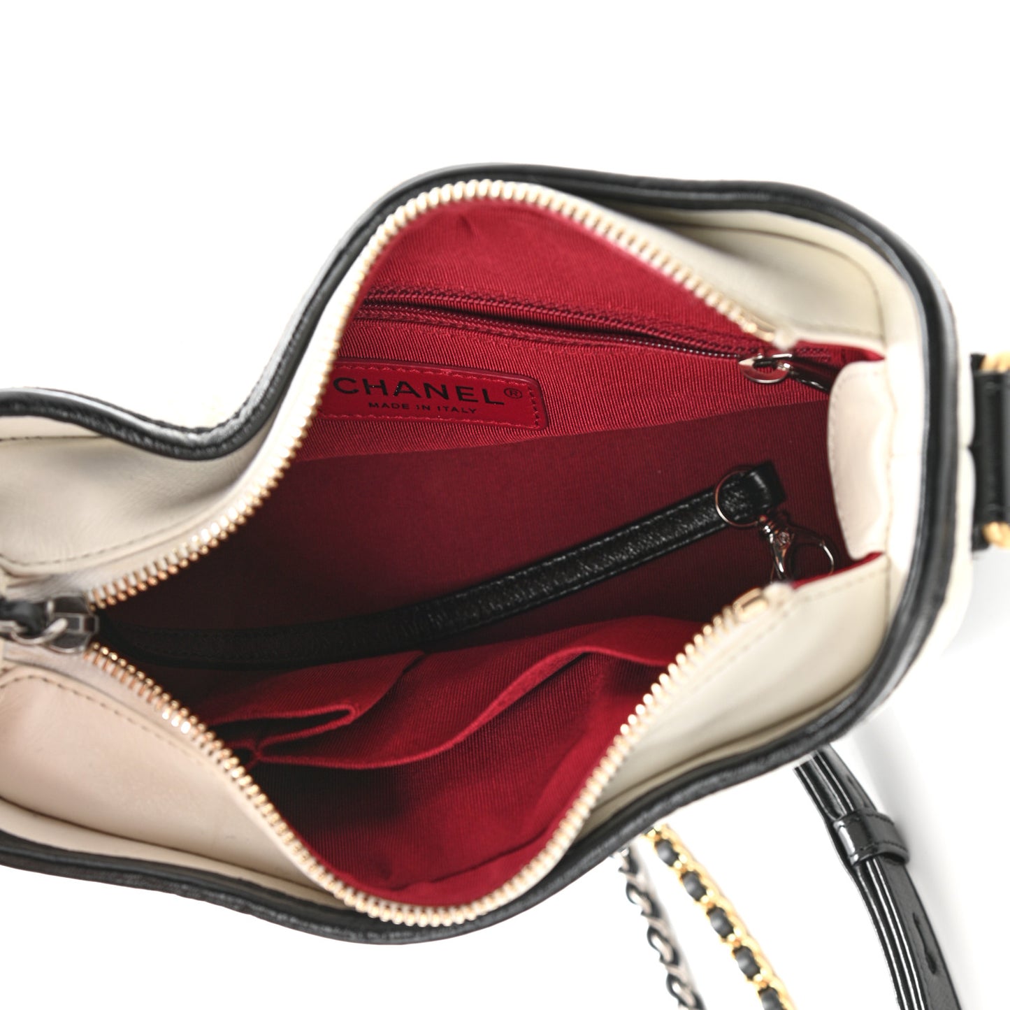 Aged Calfskin Quilted Small Gabrielle Hobo Black White