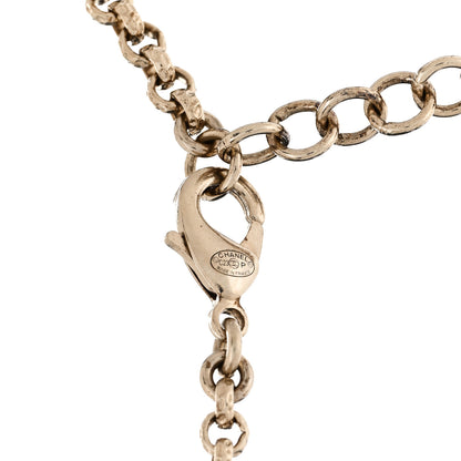 Chanel Pearl Crystal Resin CC Heart Short Necklace Pink Gold White 6 of 7
