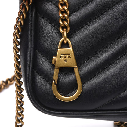 Gucci Calfskin Matelasse Super Mini GG Marmont Shoulder Bag Black 8 of 8