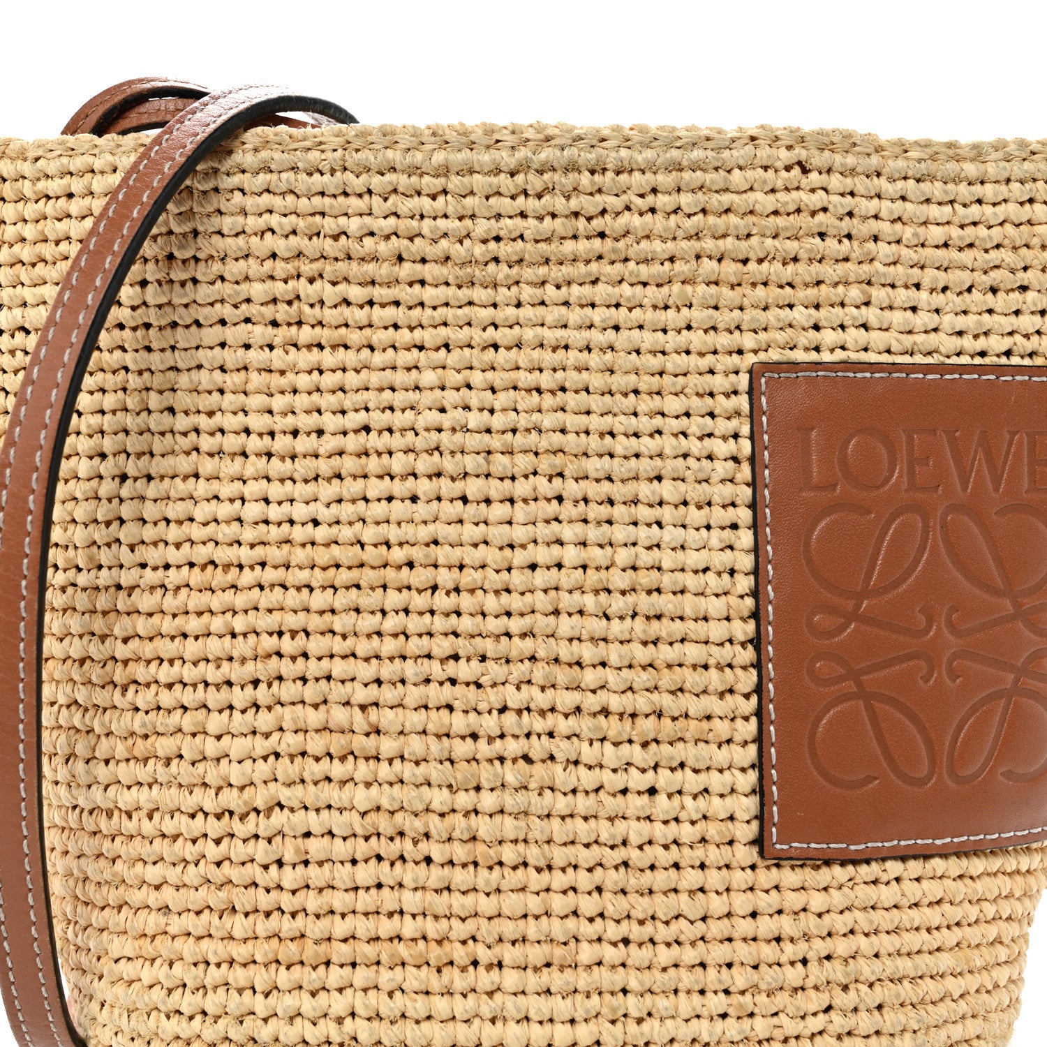 Loewe Calfskin Raffia Paulas Ibiza Pochette Bag Natural Tan 8 of 12