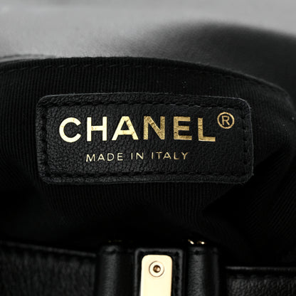 Chanel Calfskin Quilted Large Duma Pockets Drawstring Backpack Black 6 of 11