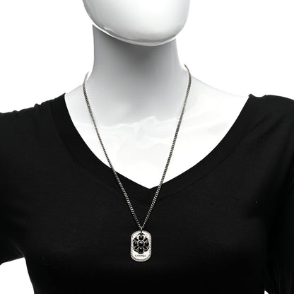 Chanel Enamel ID Dog Tag Charm Necklace Silver 2 of 5