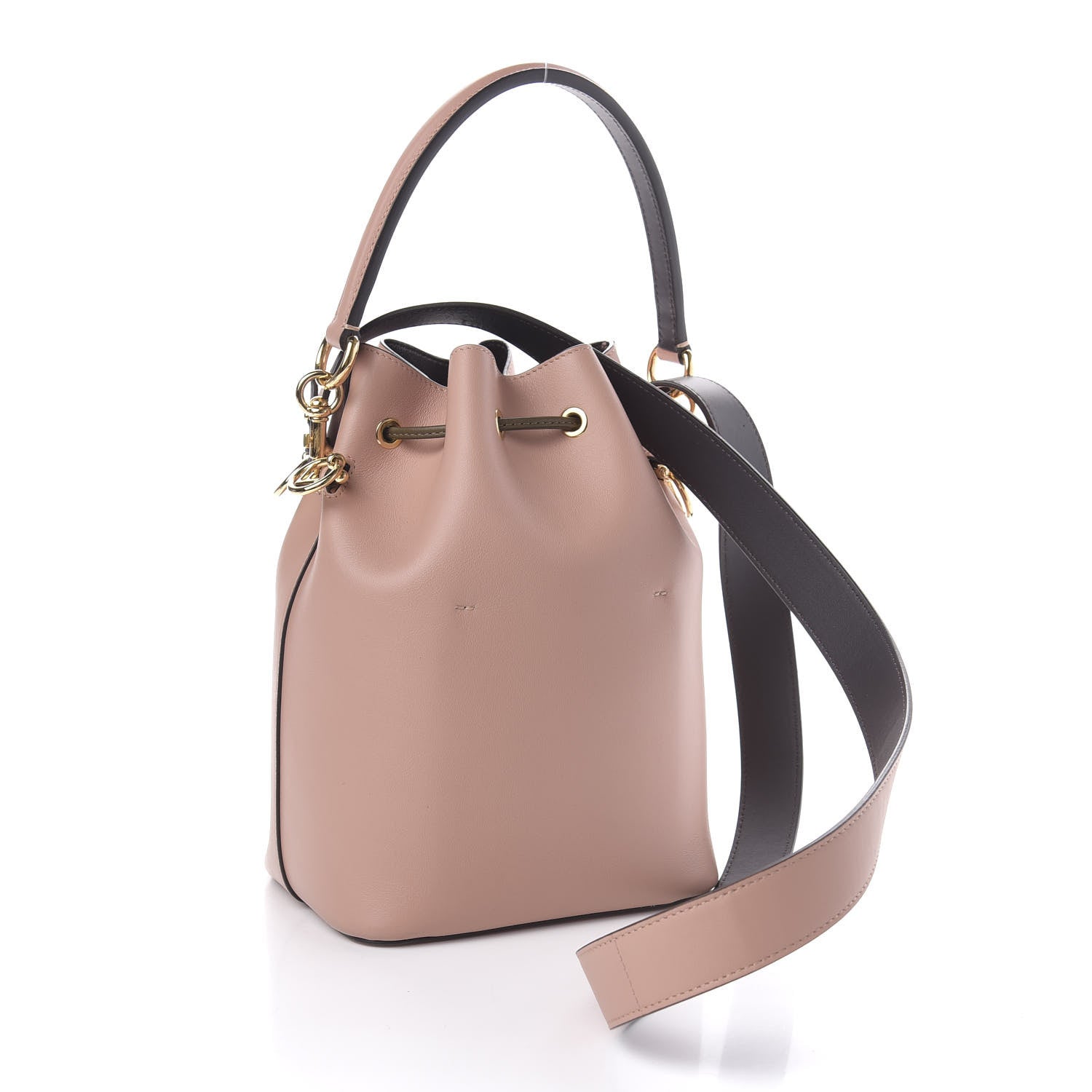 Fendi Vitello Grace F is Fendi Stamp Patch Perforated Small Mon Tresor Bucket Bag Rosa Bourbon 4 of 10
