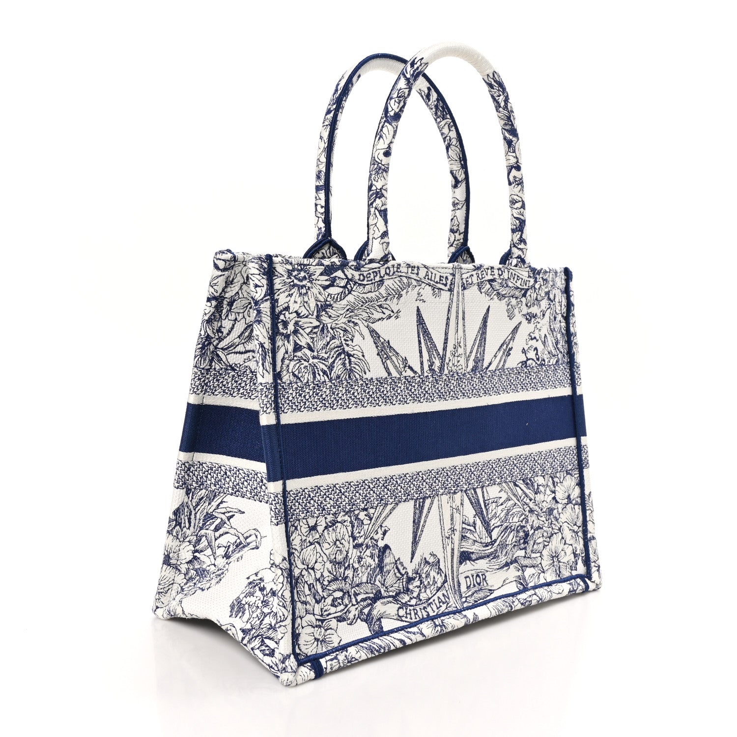 Christian Dior Canvas Embroidered Medium Reve d'Infini Book Tote Blue 2 of 9