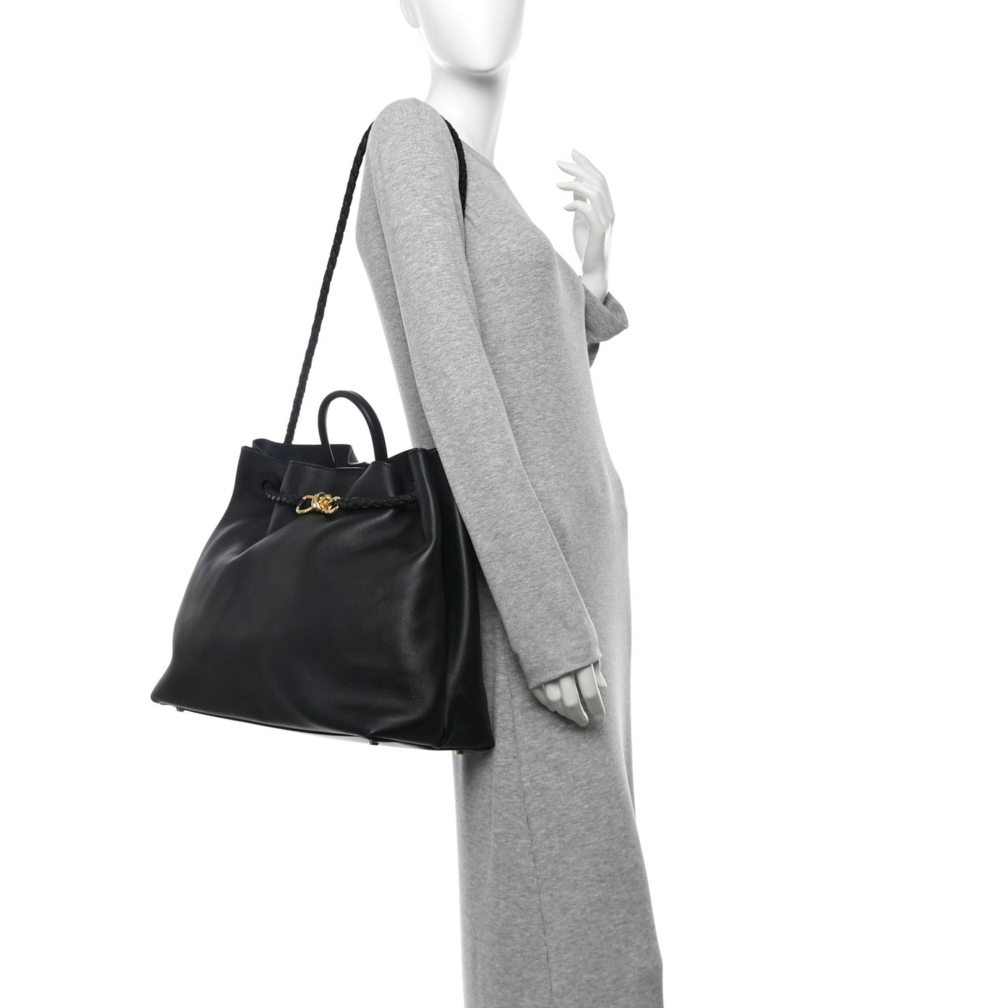 Silky Calfskin Large Andiamo Shoulder Bag Black