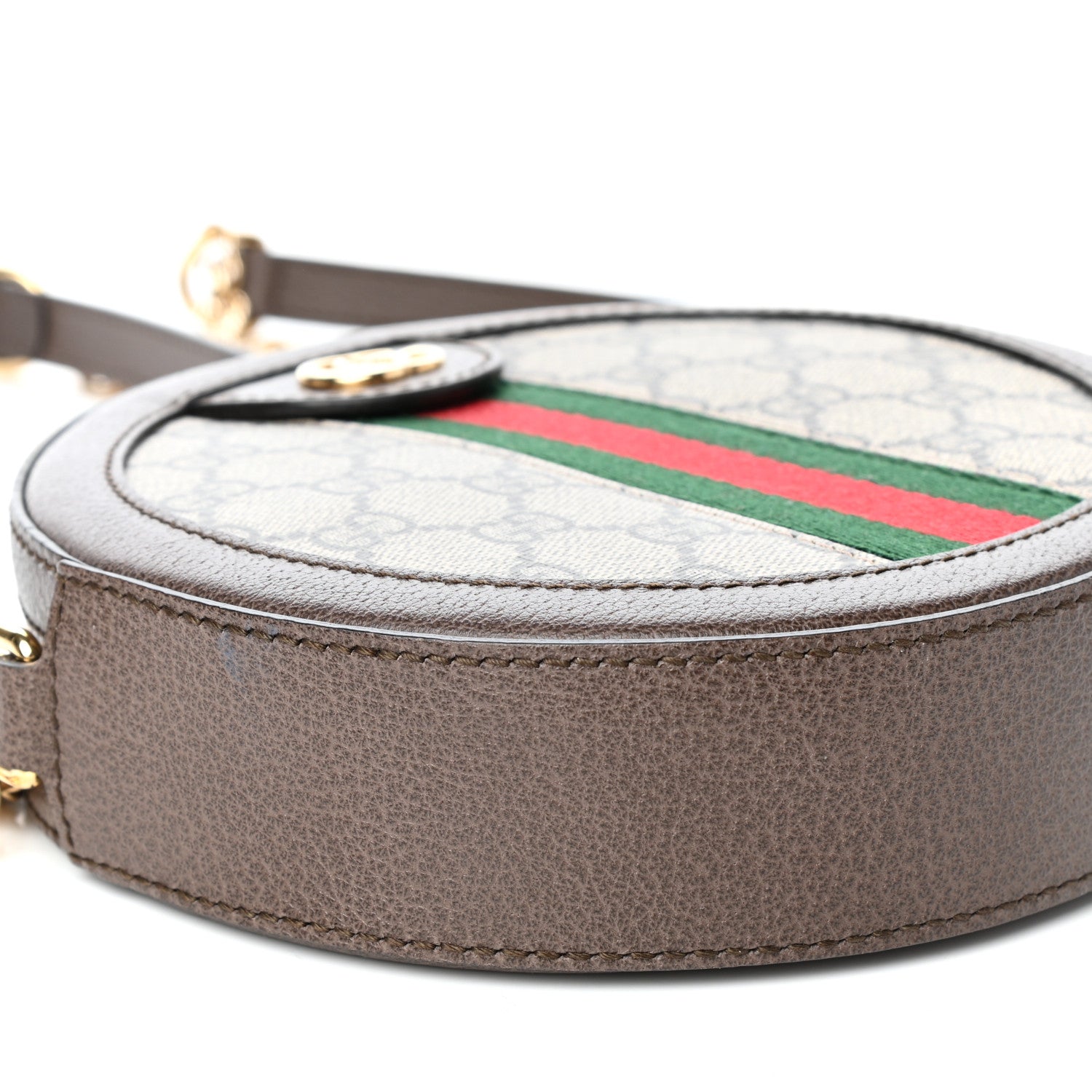 Gucci GG Supreme Monogram Web Mini Ophidia Round Shoulder Bag Brown 8 of 9