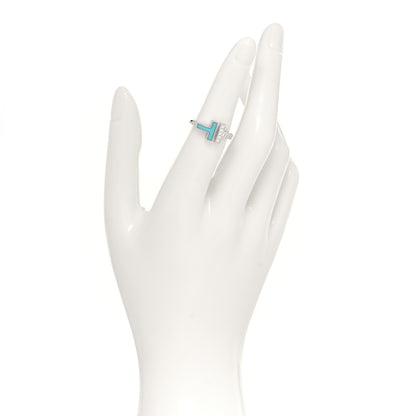 Tiffany 18K White Gold Diamond Turquoise T Wire Ring 47 4 2 of 5