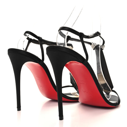 Christian Louboutin Satin Crepe Strass T Cab 100 T-Strap Sandals 40.5 Black 4 of 7