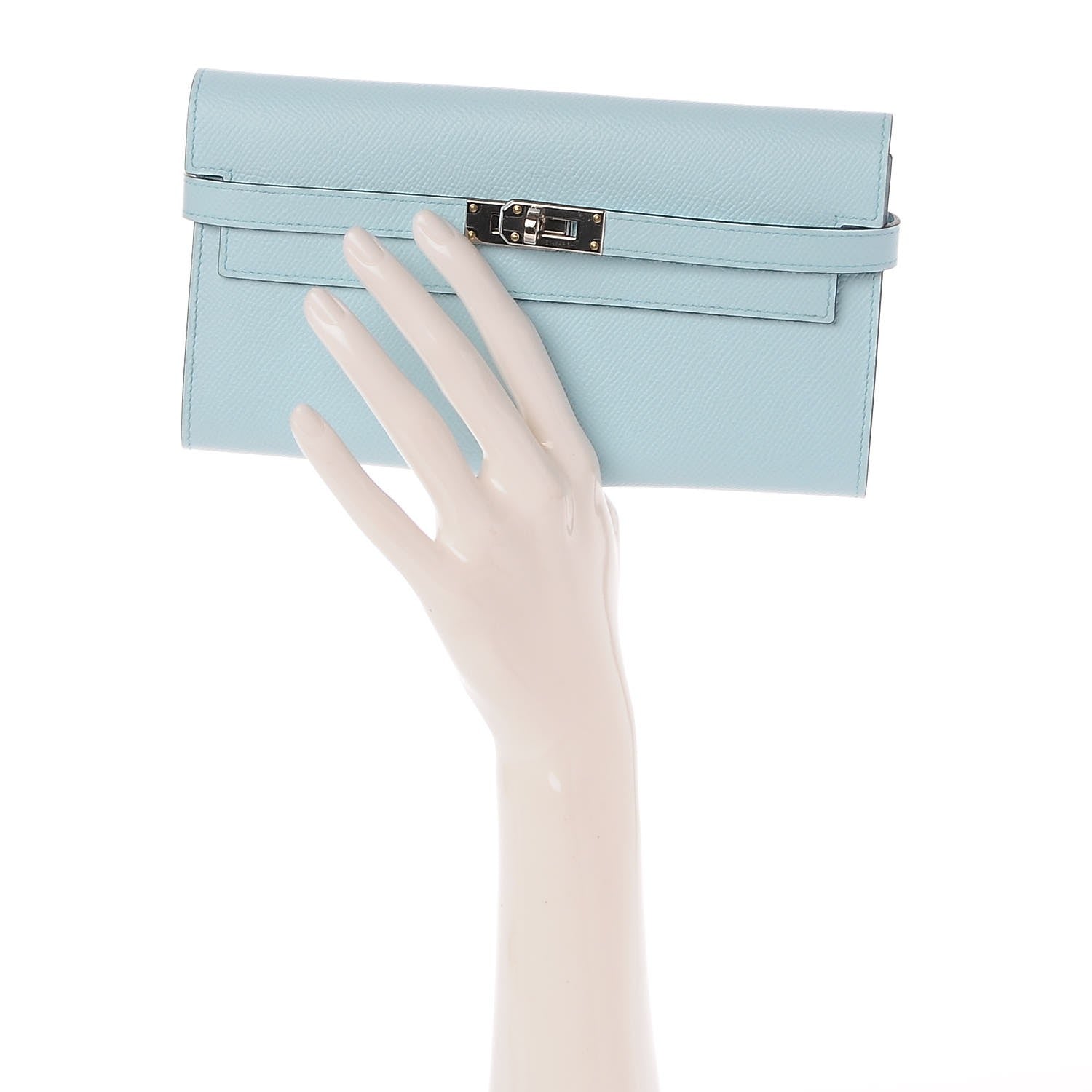 Hermes Epsom Kelly Longue Wallet Bleu Zephyr 2 of 8