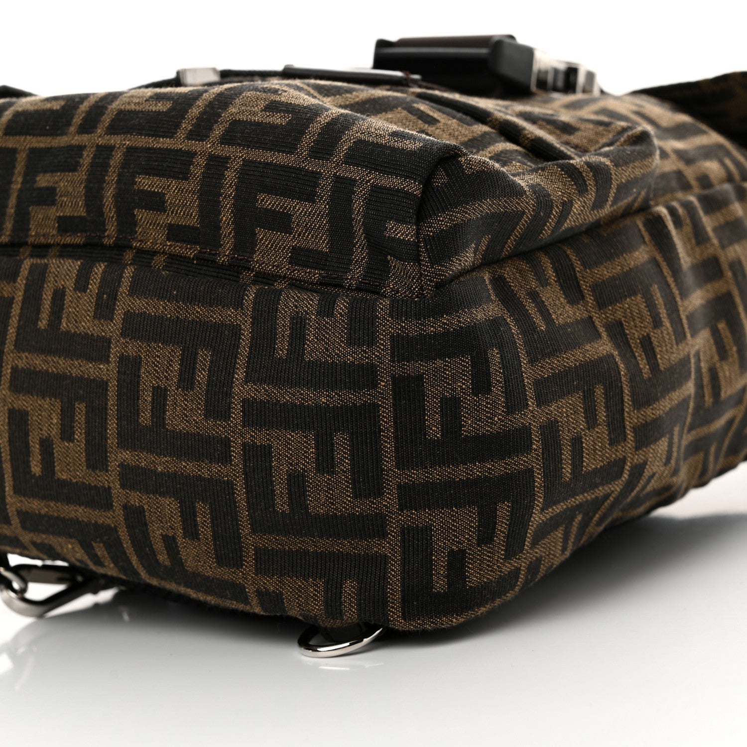 Fendi Recycled Fabric Jacquard Vitello Astro FF 1974 Small Fendiness Backpack Tobacco Moro Black 10 of 11