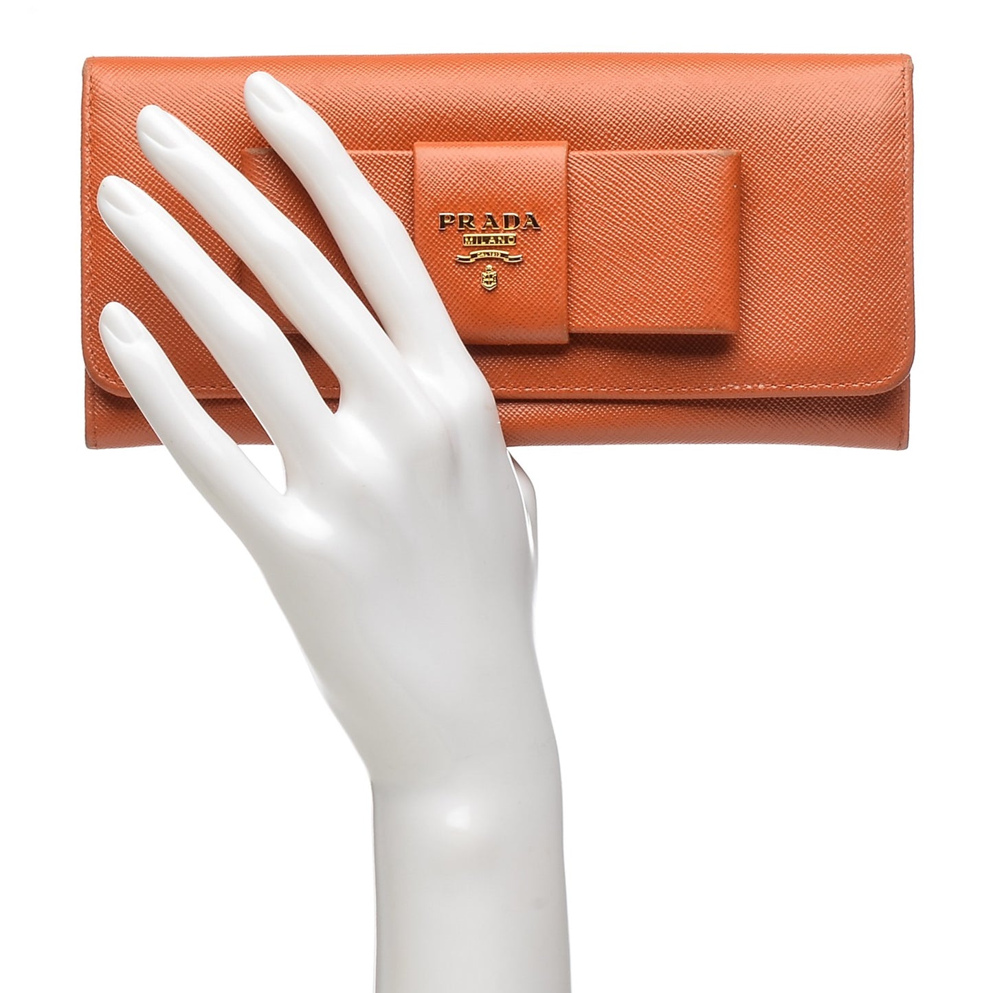 Saffiano Bow Continental Wallet Papaya