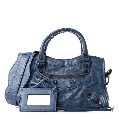Balenciaga Agneau Classic Silver Hardware Mini City Bleu Persan 1 of 5