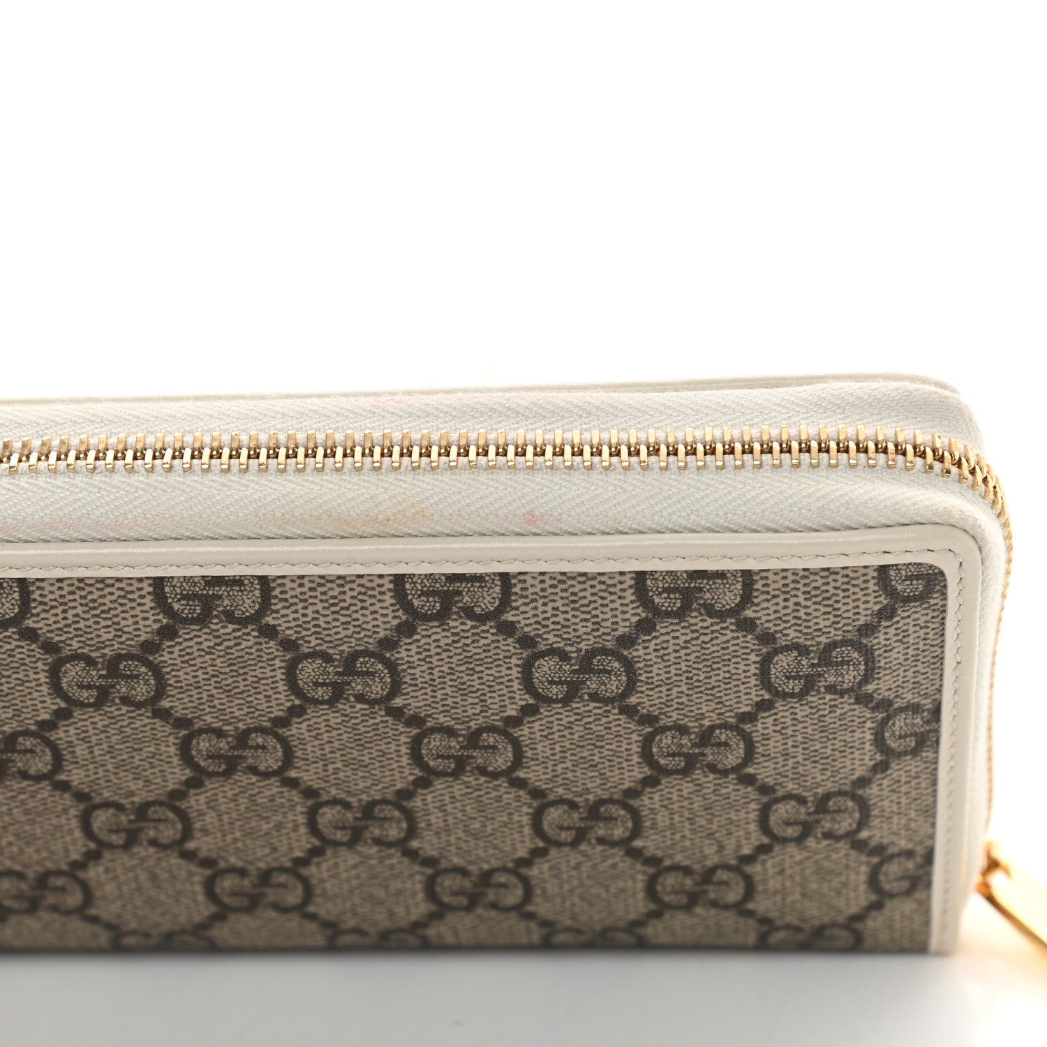 Gucci GG Supreme Monogram Azalea Calfskin Horsebit 1955 Zip Around Wallet Beige Ebony Mystic White 9 of 10