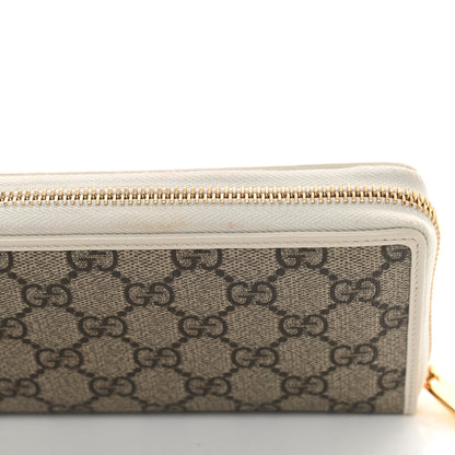 Gucci GG Supreme Monogram Azalea Calfskin Horsebit 1955 Zip Around Wallet Beige Ebony Mystic White 9 of 10