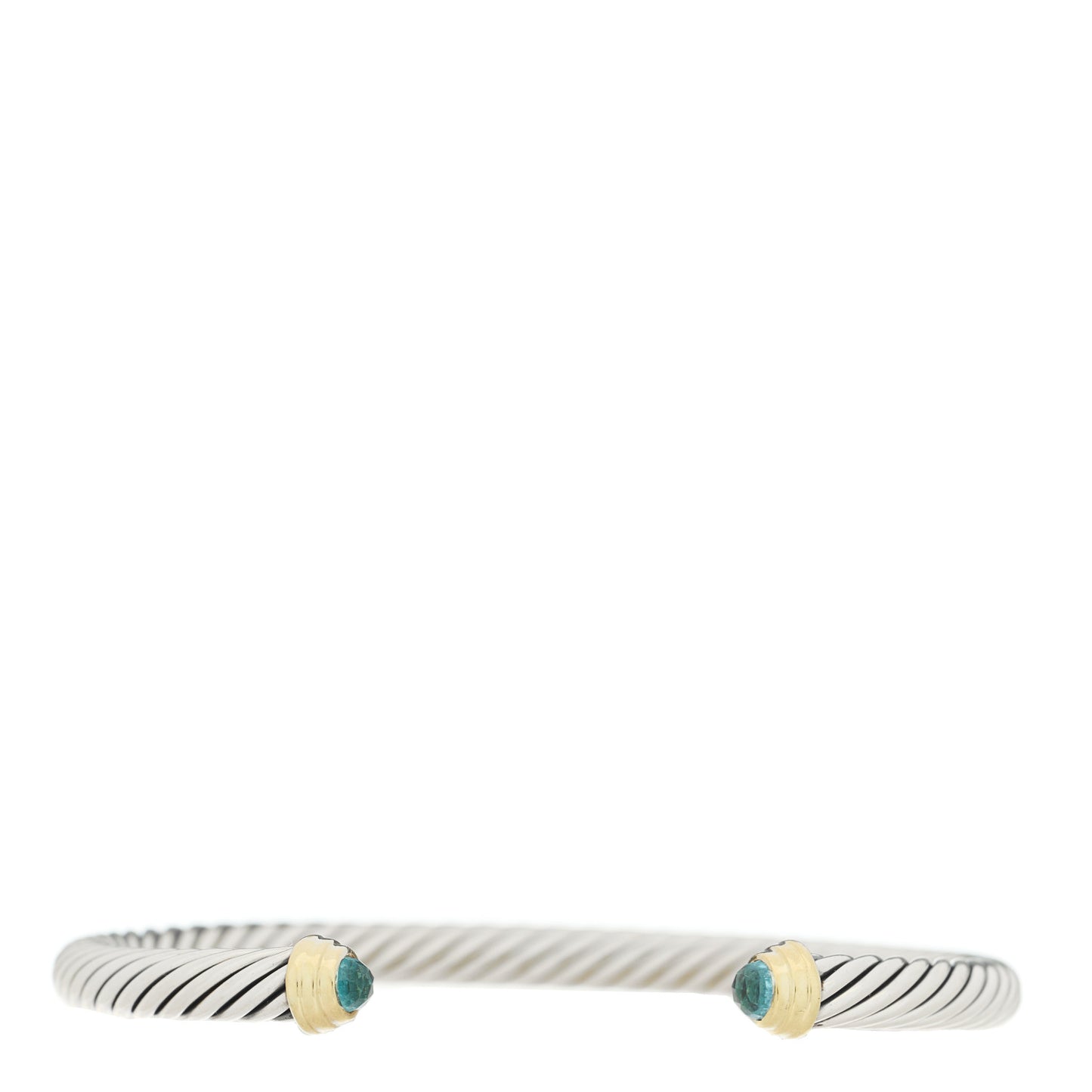 Sterling Silver 14K Yellow Gold Blue Topaz 4mm Cable Classics Bracelet
