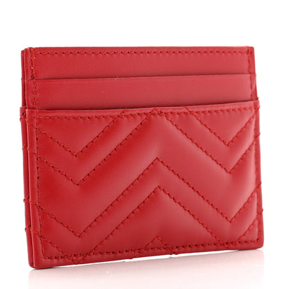 Gucci Calfskin Matelasse GG Marmont Card Holder Hibiscus Red 3 of 7